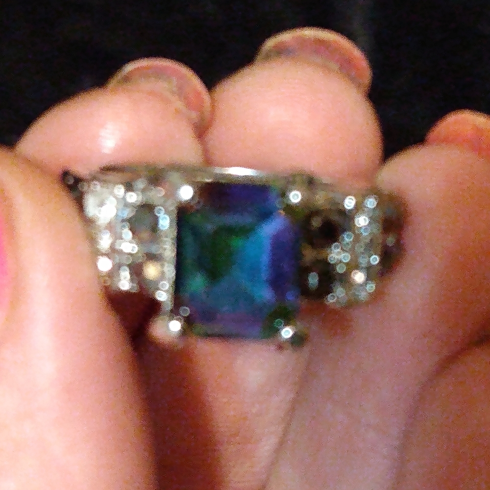 925 Silver Mystic Fire Topaz Ring Size 8